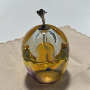 Art Glass Yellow and Blue Oil Lamp